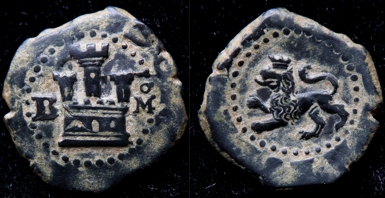 Frühe Neuzeit – Spanien, Philipp II, 2 maravedis, Burgos.png