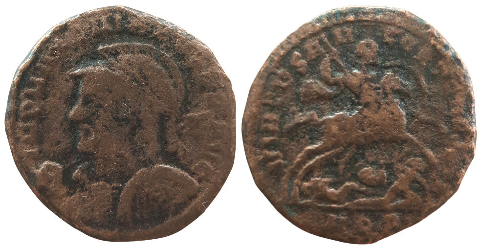 Gallerius Follis GLORIA ROMANORVM Horseback Spearing Enemy.png