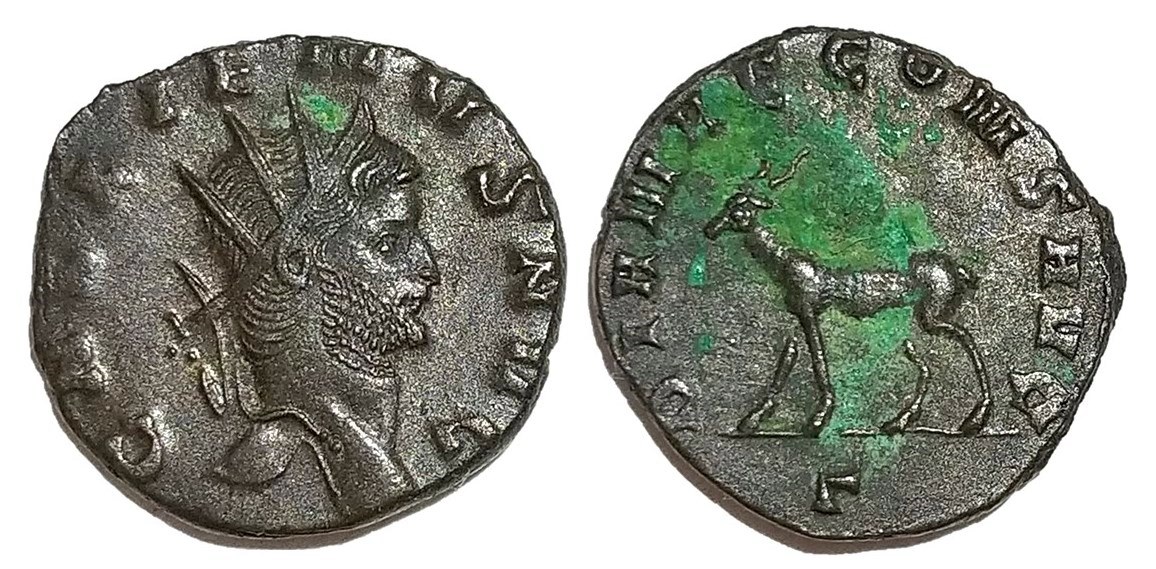 Gallienus DIANAE CONS AVG antelope left antoninianus.jpg
