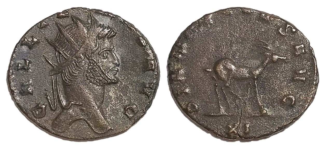 Gallienus DIANAE CONS AVG antelope right antoninianus.jpg