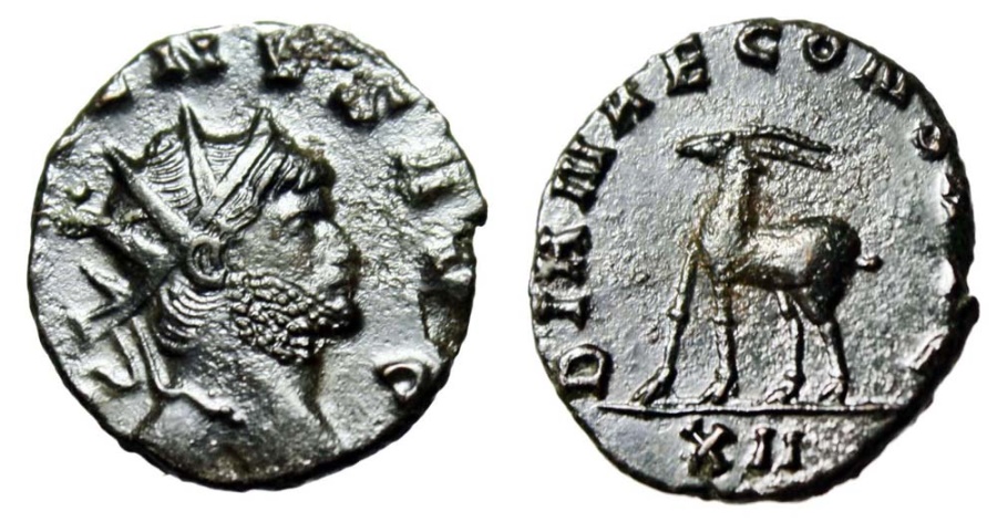 Gallienus DIANAE CONS AVG gazelle antoninianus.jpg