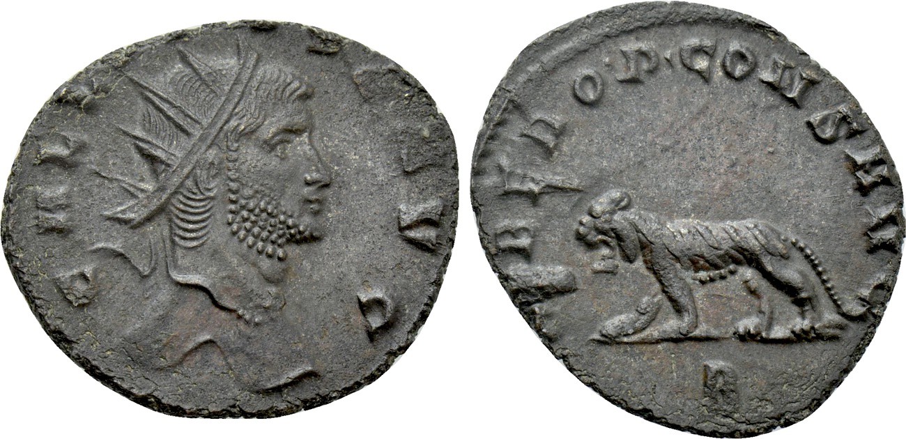 Gallienus LIBERO P CONS AVG tiger antoninianus.jpg