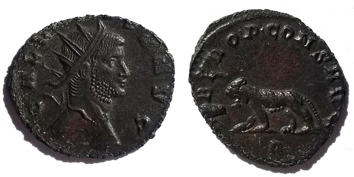 Gallienus LIBERO P CONS AVG tiger antoninianus sunlight.jpg