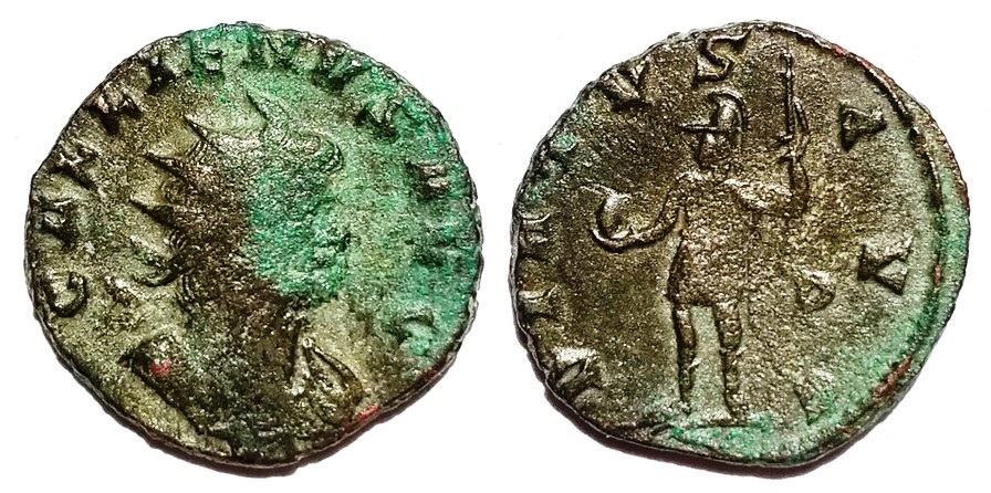 Gallienus VIRTVS AVG Mars globe and spear antoninianus.jpg