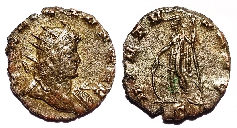 Gallienus VIRTVS AVG Mars spear and shield antoninianus.jpg