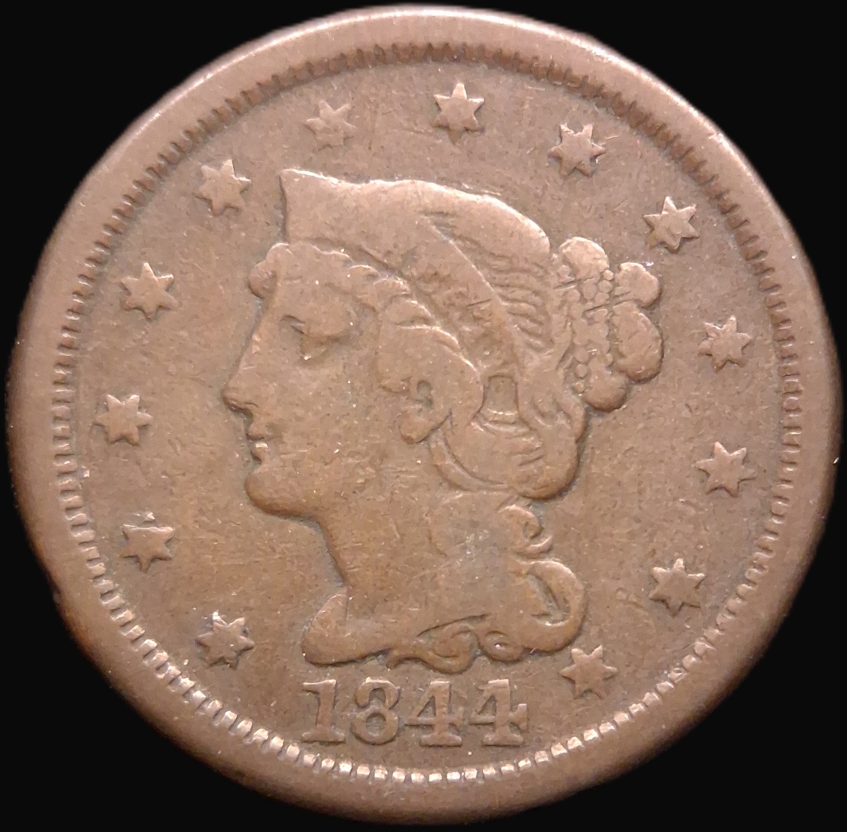 GC #71 - 1844 over 81 Large One Cent - Obverse.jpg