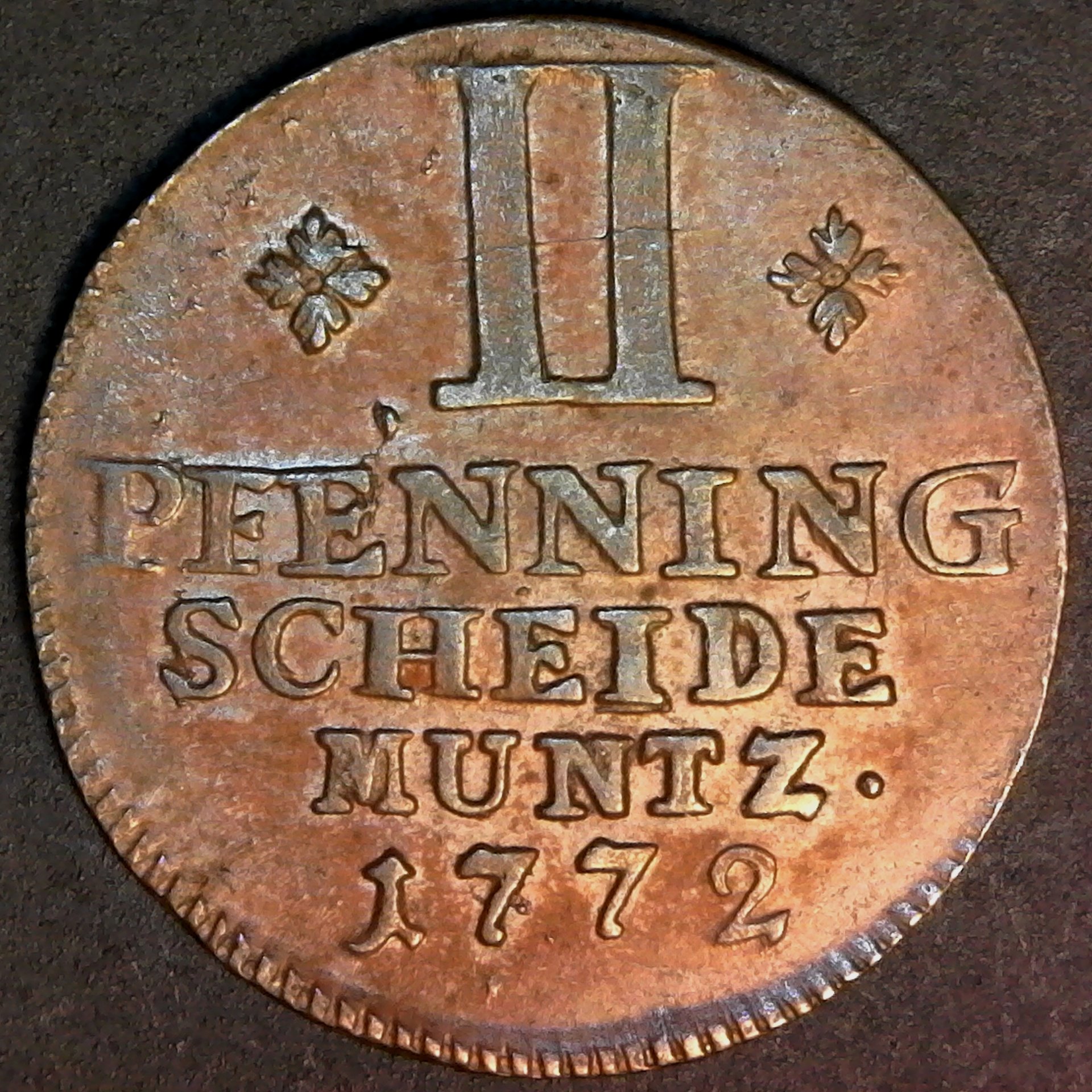 German States BRUNSWICK-WOLFENBÜTTEL 1772  2 Pfennig reverse KM 981.jpg