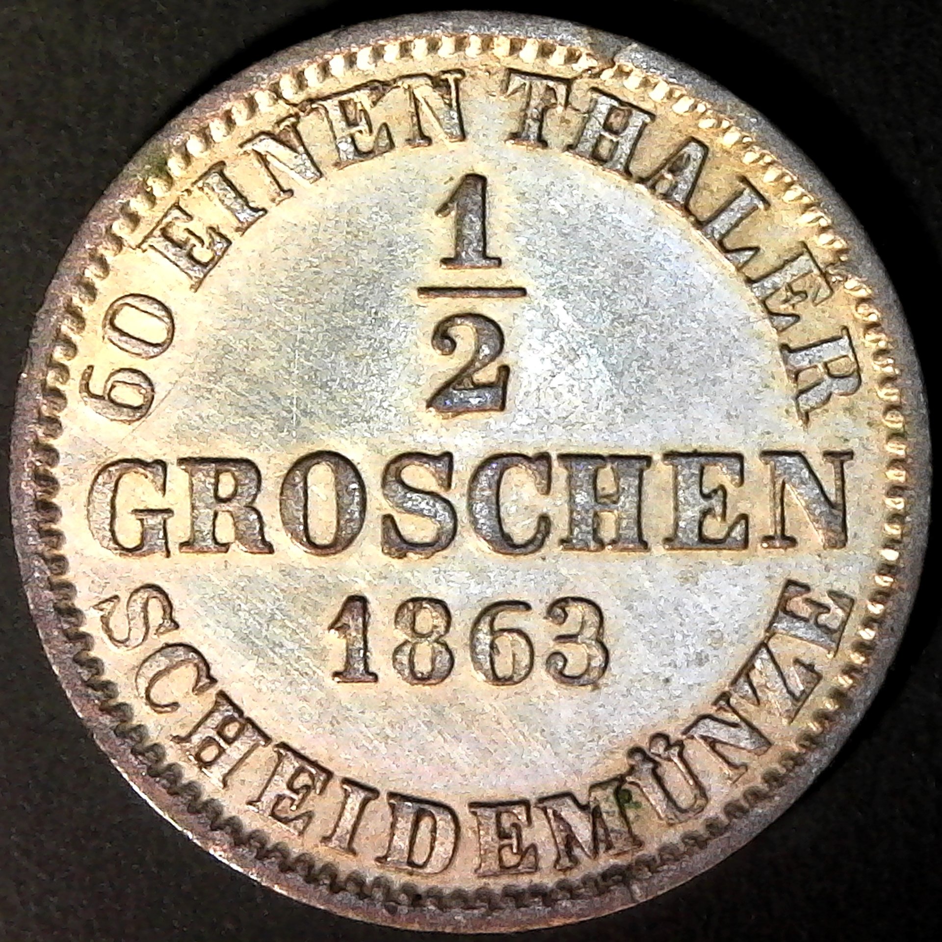 German States- HANNOVER Half Groschen 1863 B, KM-235 rev.jpg