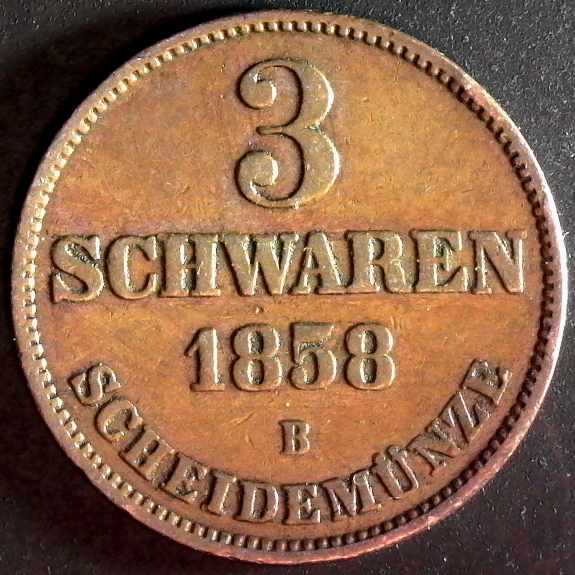 German States Oldenburg 3 Schwaren 1858 obverse.jpg