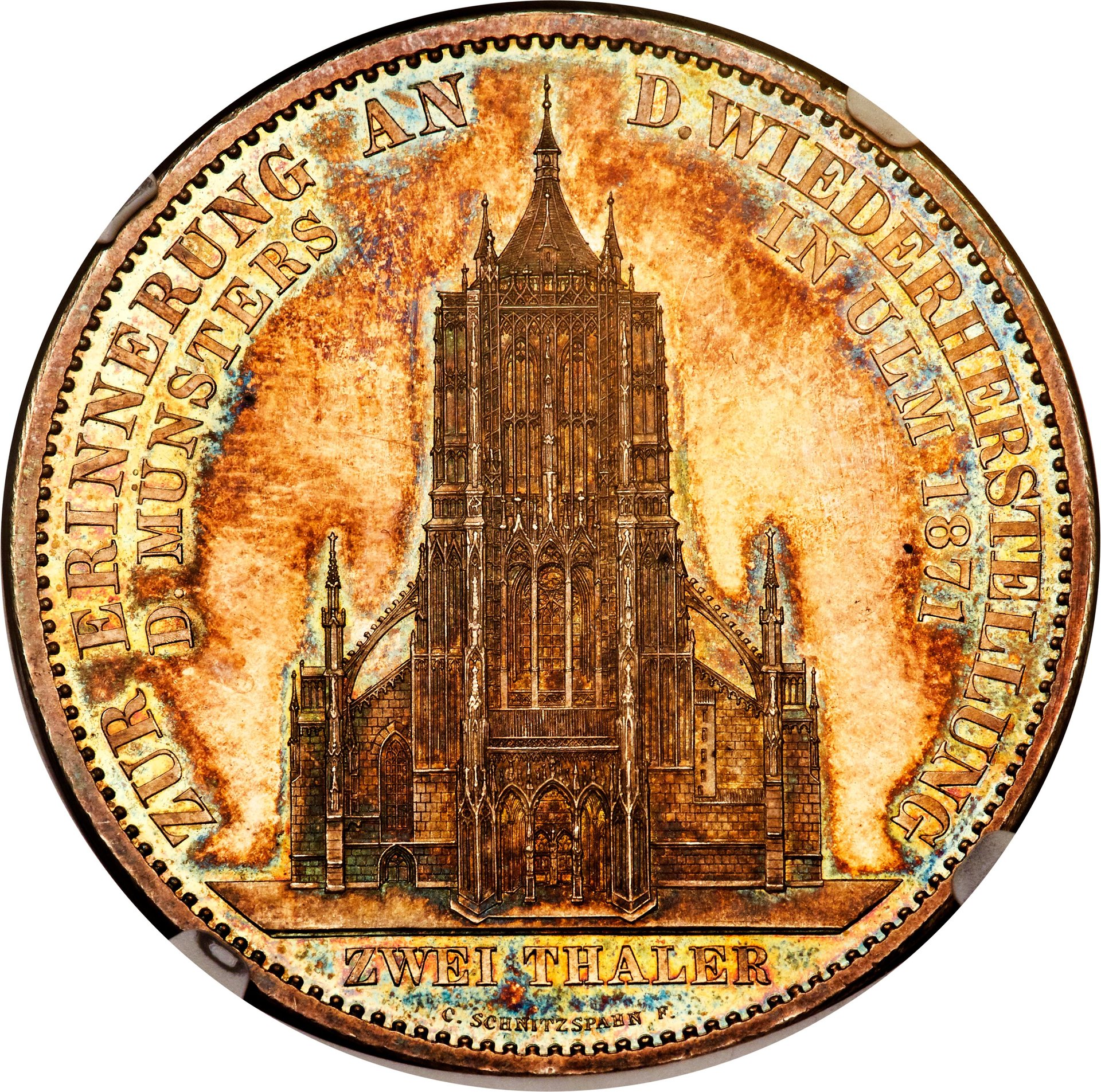 German States - Württemberg. Karl I 'Ulm Cathedral' Proof 2 Taler 1871 PR64 Cameo NGC_lf.jpg