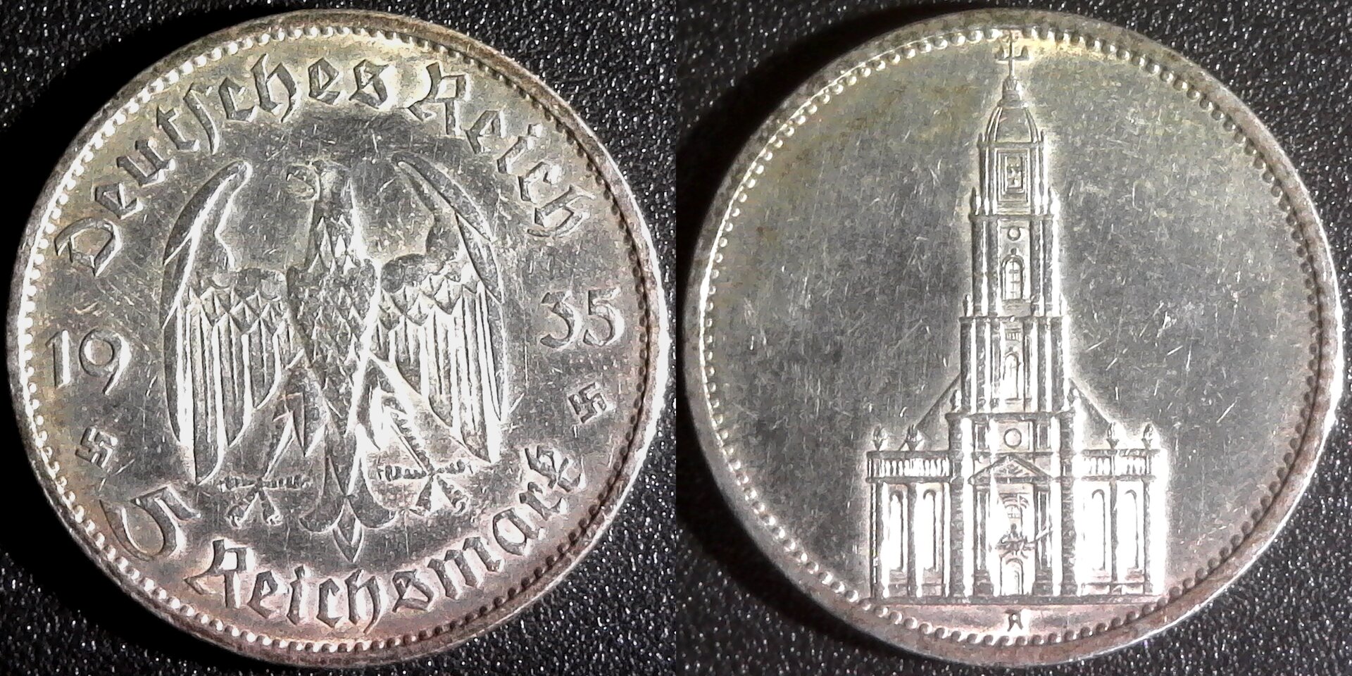 GERMANY -- 5 MARKS SILVER 1935-A - CHURCH obv-side.jpg
