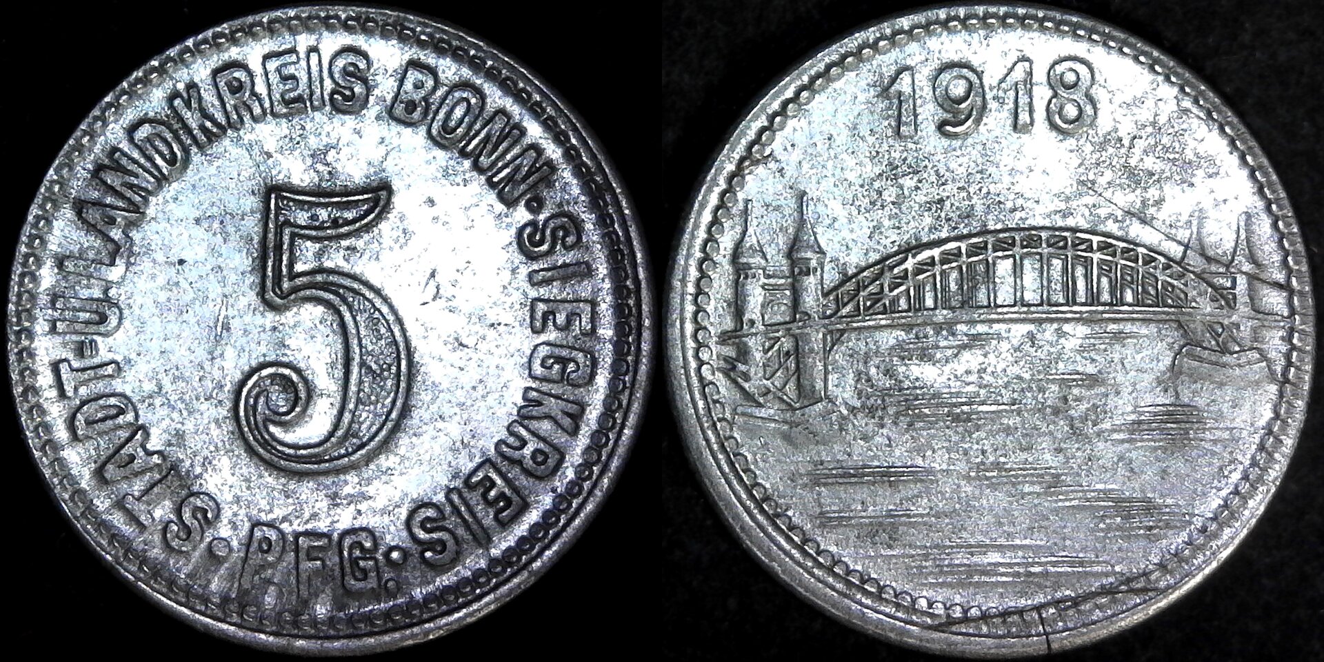 Germany Bonn 5 Pfennig Notgeld 1918 obv-side.jpg