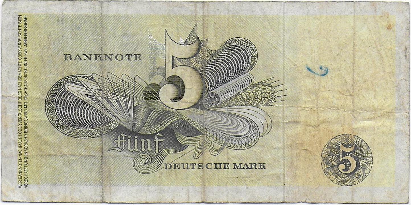 Germany - Federal Republic  5 Deutsche Mark  1948   P.13i  back.jpg
