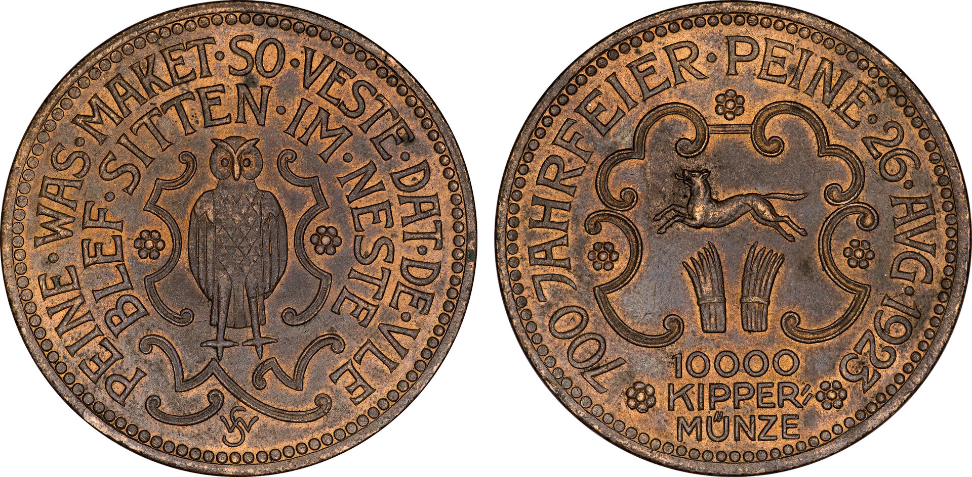 Germany (Hannover - Peine) Notgeld - 1923 10000 Kippermunze.jpg