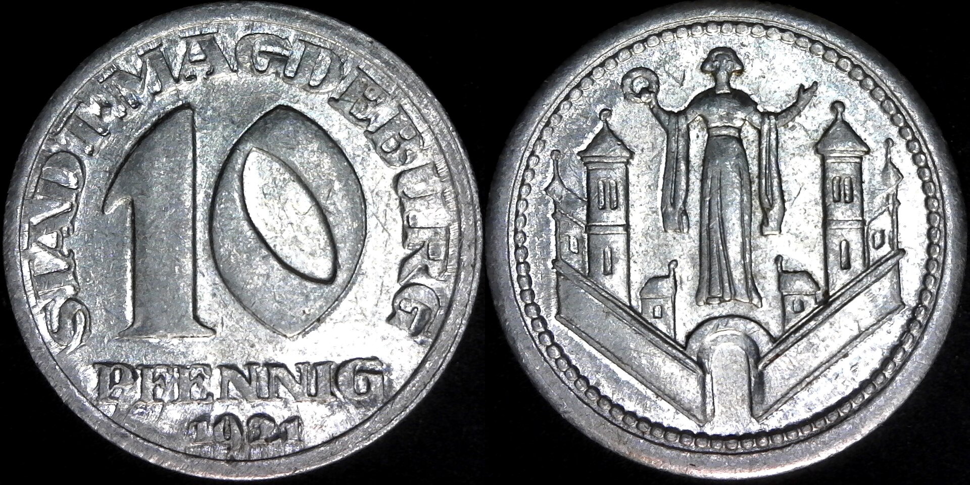 Germany Magdeburg 10 Pfennig 1921 obv-side.jpg