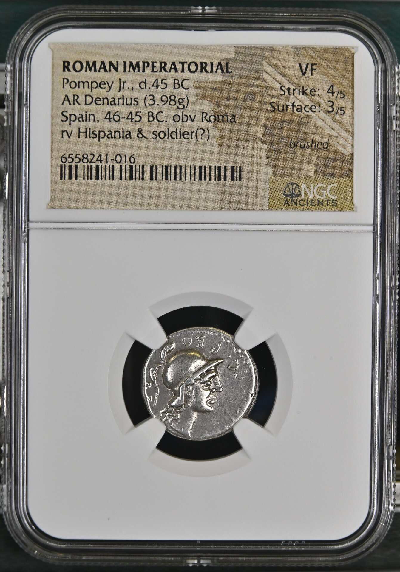 Gn. Pompey, Jr. - AR Denarius - 3.98g - obv Roma VF - NGC6558241-016_OBV.jpg