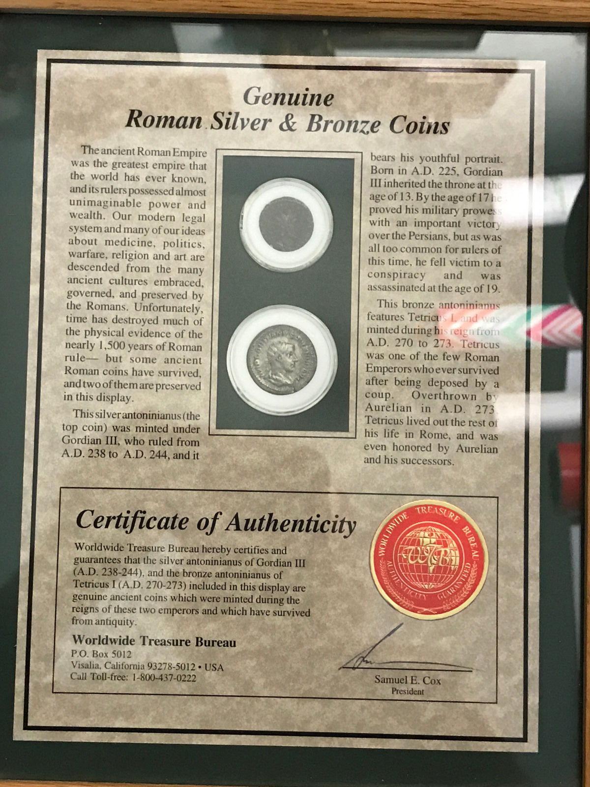 Gordian III and Tercticus - framed set, Herculese rev. $9.95 May 2017.jpg