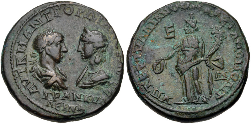 Gordian III and Tranquillina Marcianopolis Homonoia CNG 1.jpg