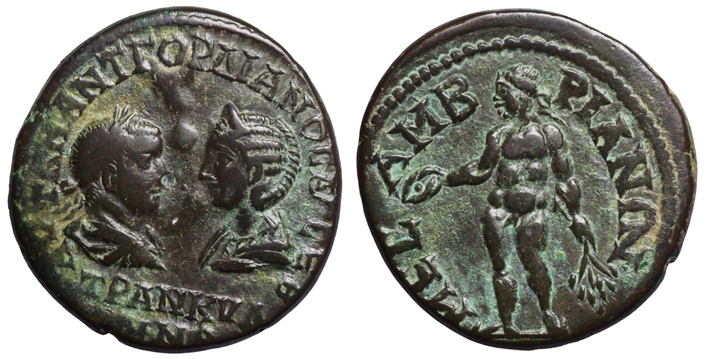 Gordian III and Tranquillina Mesembria Apollo with patera Roma.jpg