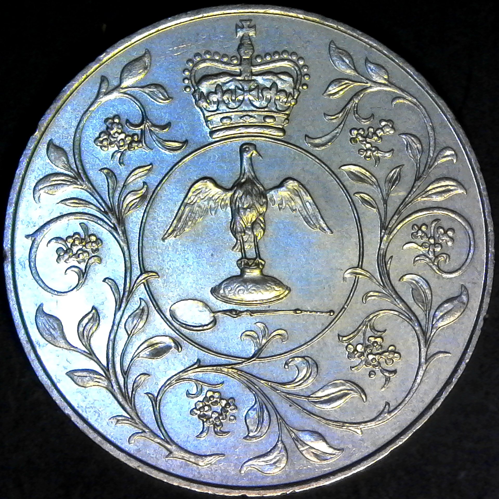 Great Britain Crown 25 Pence Elizabeth II Silver Jubilee Commerative 1977 rev.jpg