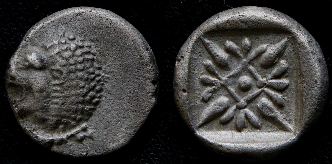 Griechen – Ionien, Milet, 1:12 Stater, Löwenkopf und Stern.png