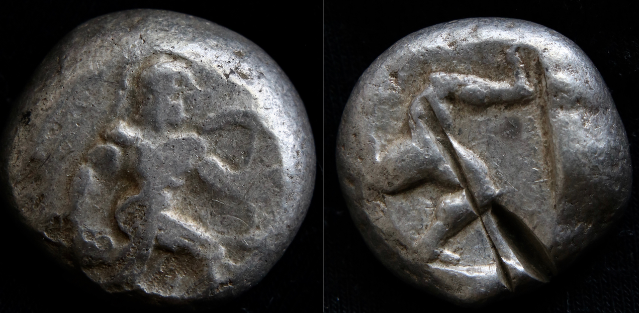 Griechen – Pamphylien, Aspendos, Stater, Krieger Triskele (neu).png