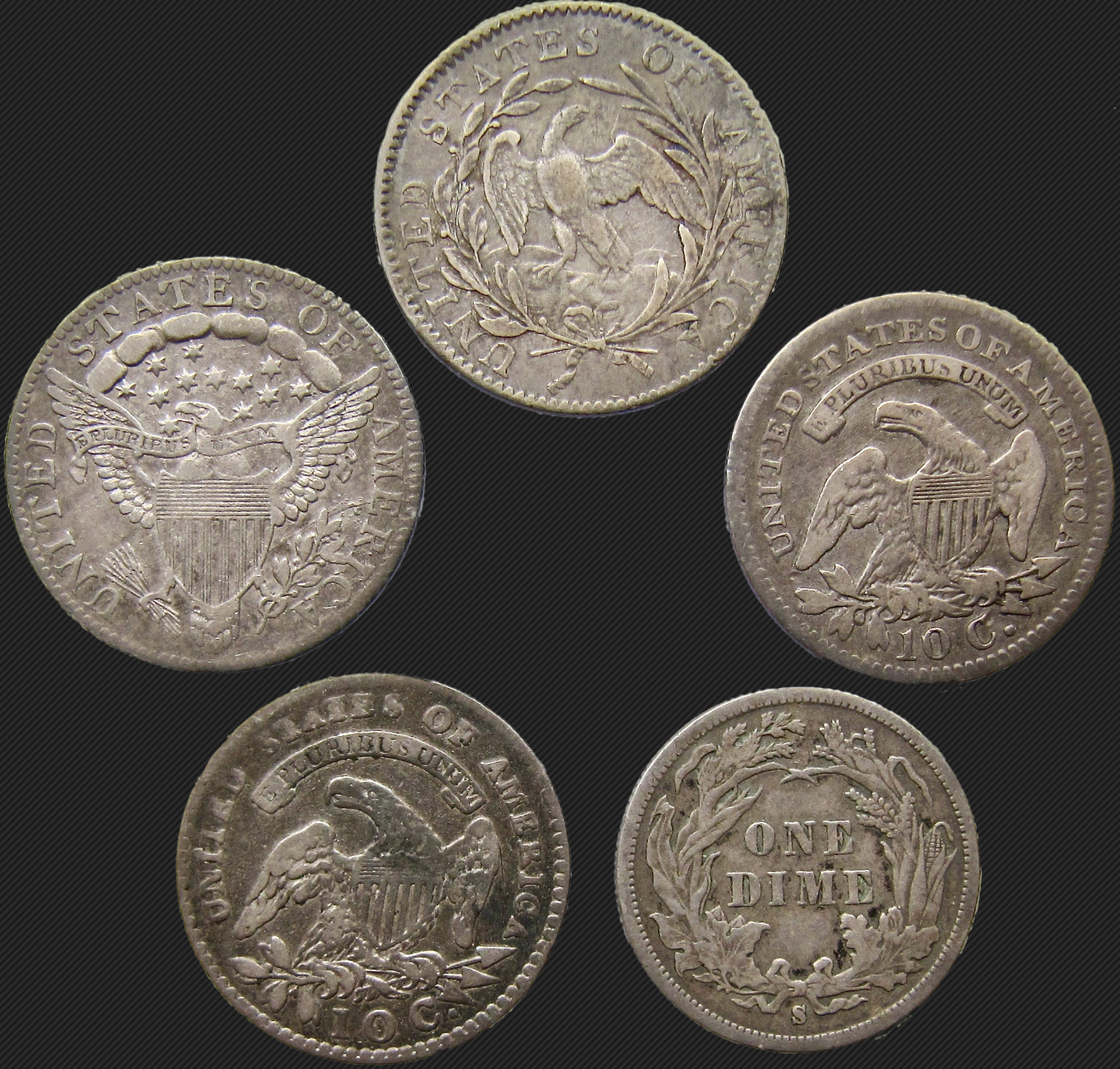 Group of 5 Scarce Dimes - REVERSES - GP - 2018 - 2023 - black background.png