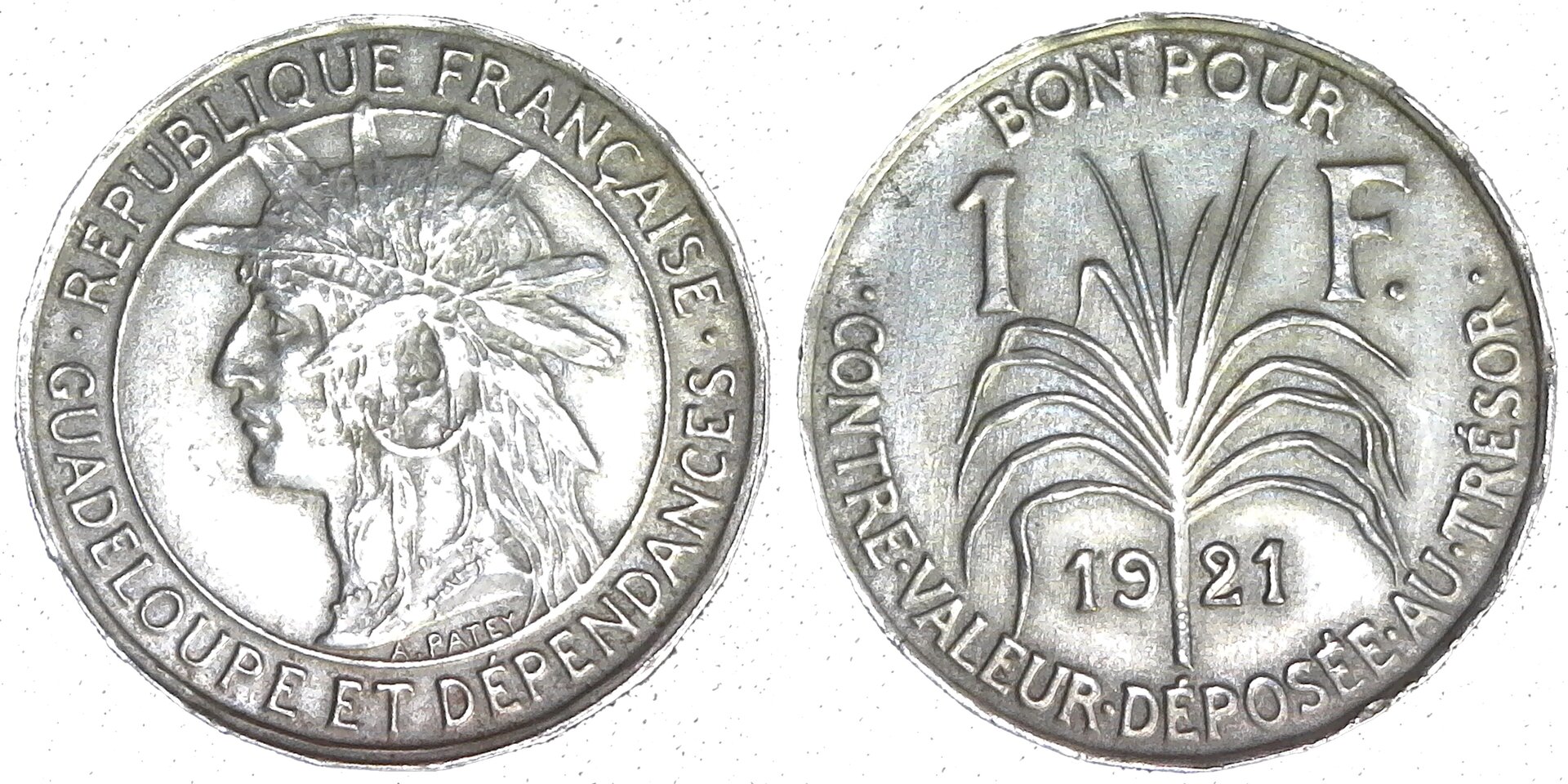 Guadeloupe And Dependencies 1 Franc 1921 obverse-side-cutout.jpg