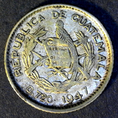 Guatemala 5 Centavos 1947 obverse 40pct.jpg