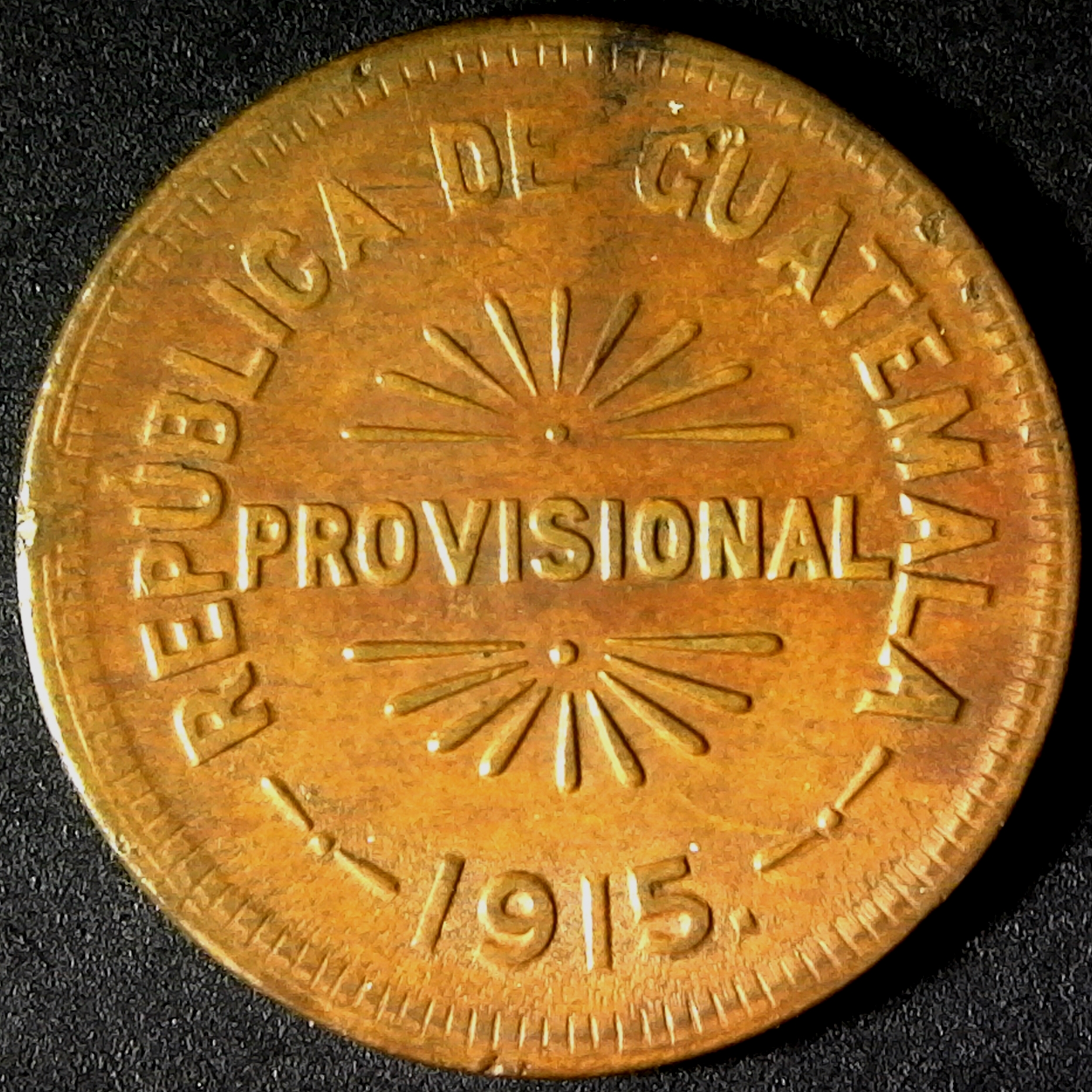 Guatemala provisional 25 Centavos 1915 obv.jpg