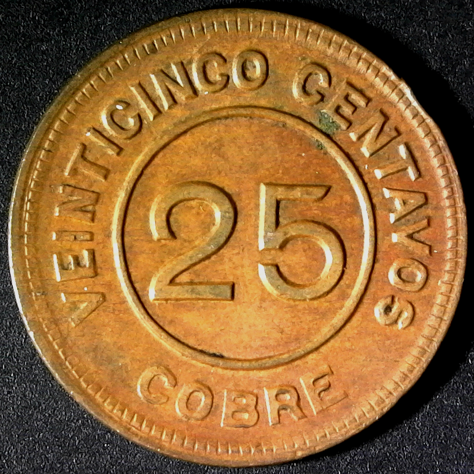 Guatemala provisional 25 Centavos 1915 rev.jpg