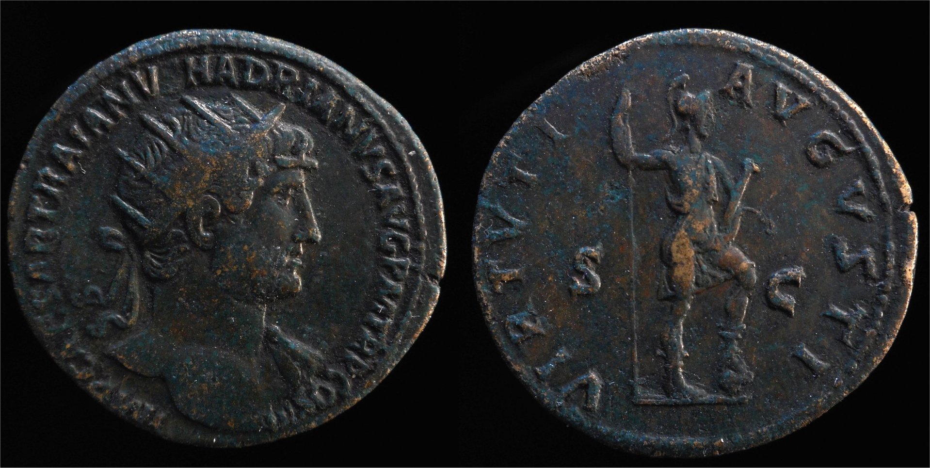 Hadrian AE Dupondious Virtus RIC 605.jpg