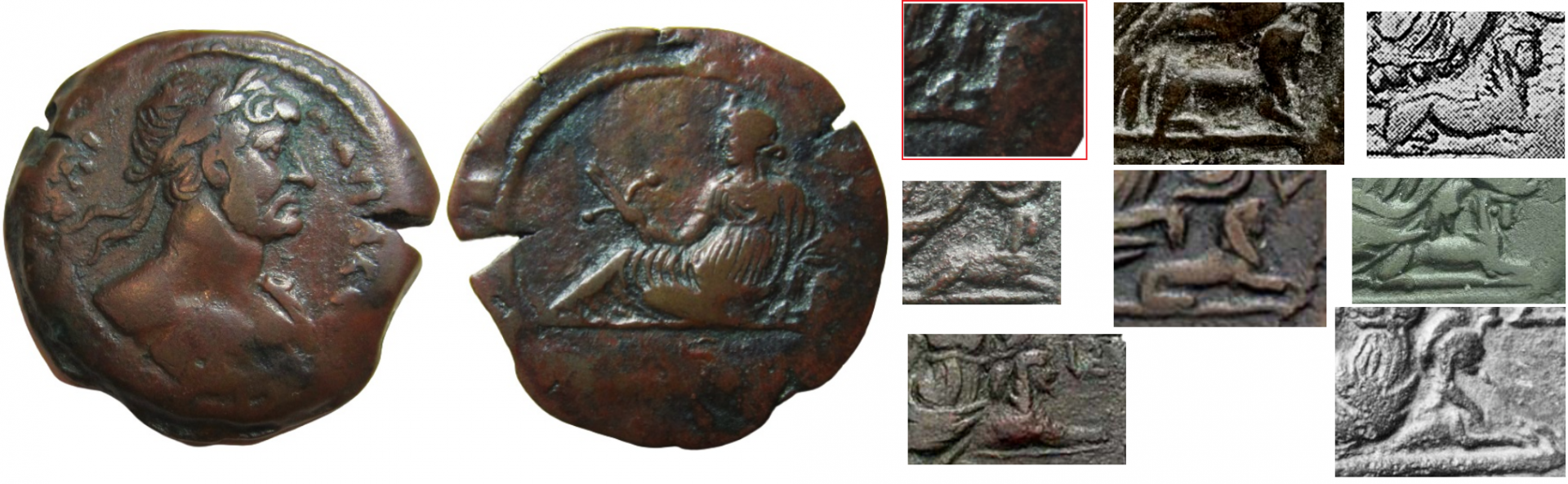 Hadrian Alexandria Drachm Closeup of Euthenia Sphinx.png