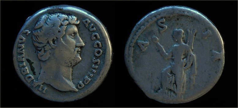 Hadrian AR Denarius Asia standing left RIC 301.jpg