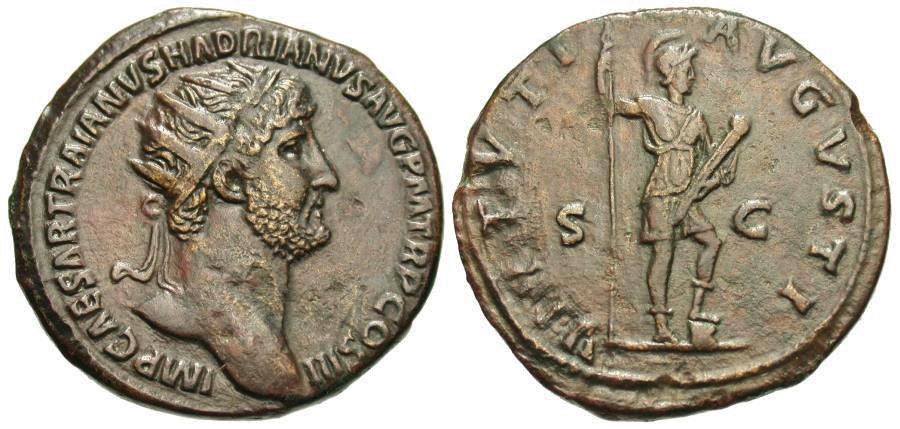 Hadrian dupondius, Virtus reverse with parazonium.jpg