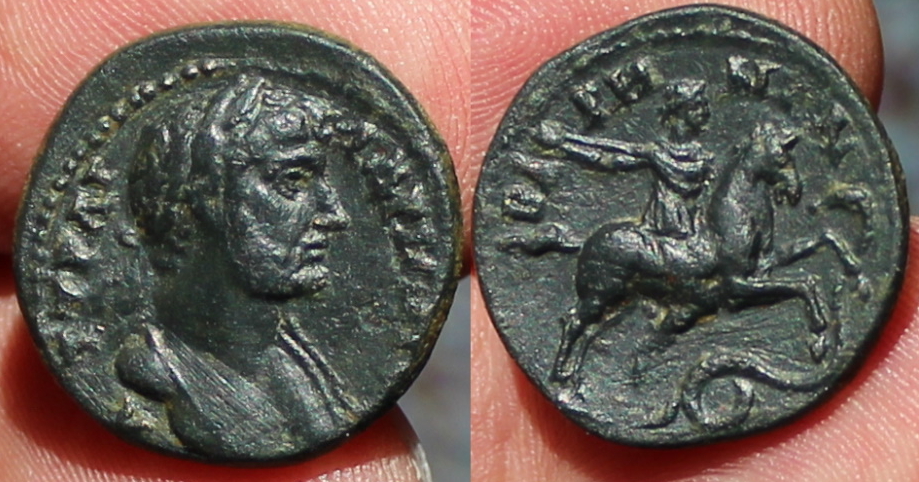 Hadrian - Pisidia Baris (Hadrian on horseback with serpent).jpg