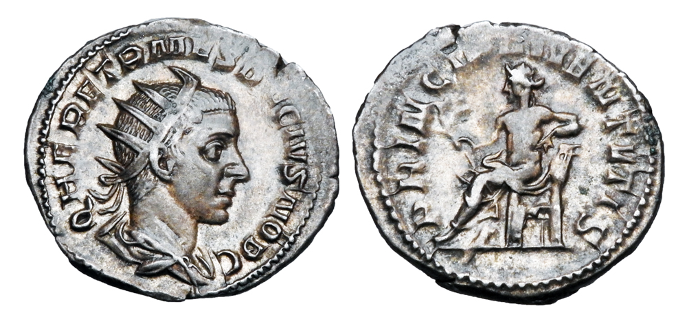 Herennius Etruscus PRINCIPI IVVENTVTIS Apollo antoninianus Pegasi.jpg