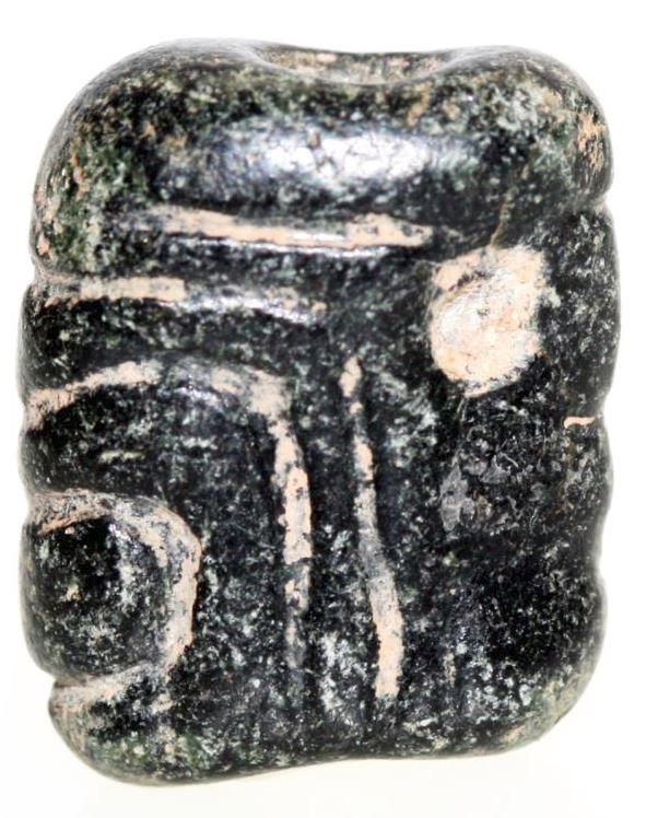 Hittite Steatite Head of a Man Amulet 2nd Millennium BCE 15 x 20 mm Intact side.JPG