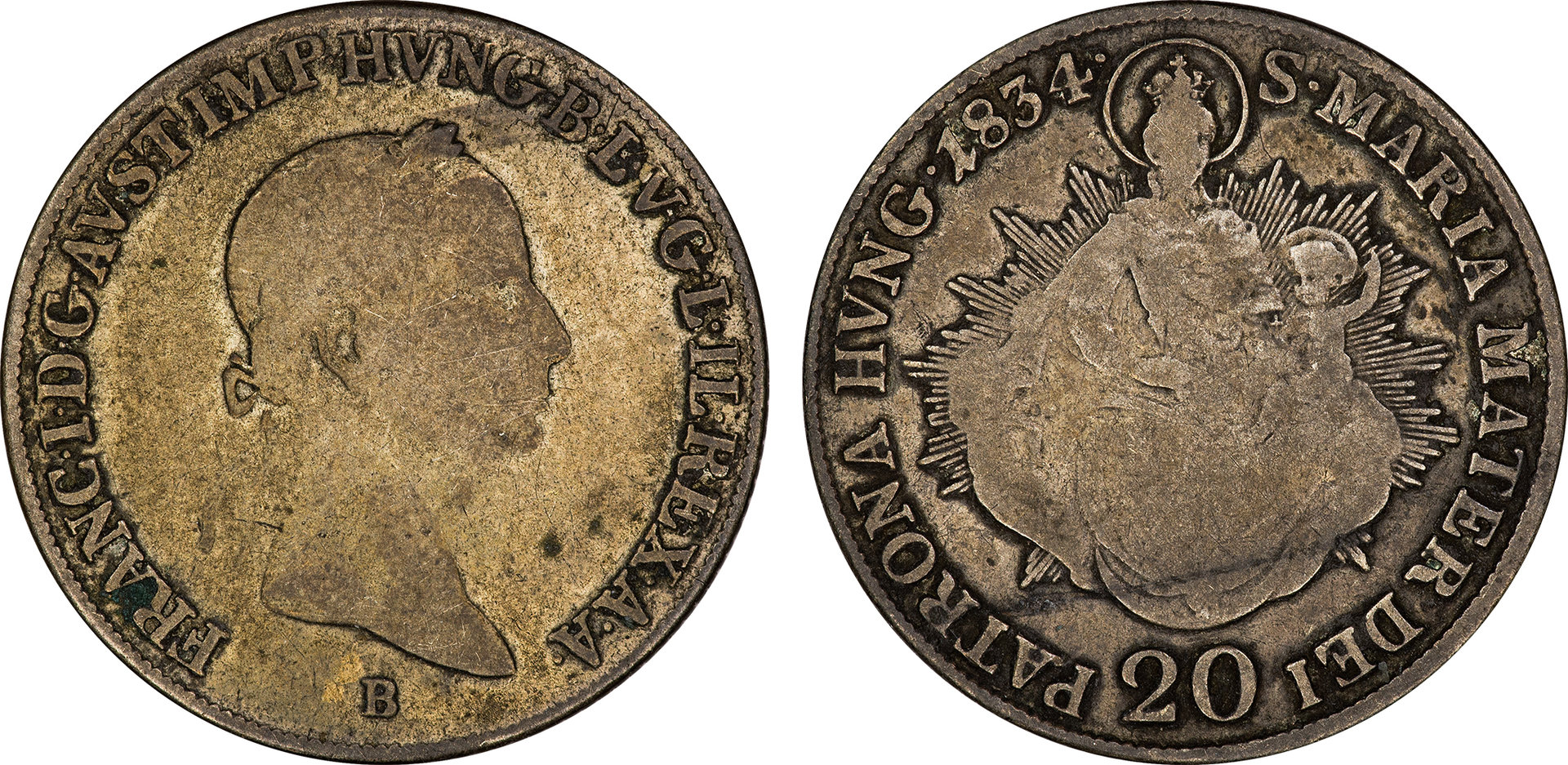 Hungary - 1834 B 20 Krajczar.jpg