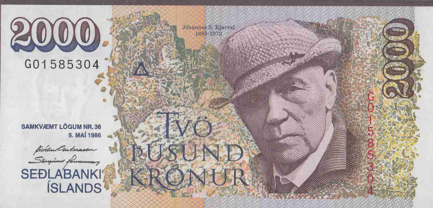 Iceland (Seodlabanki Islands) 2000 Kronur 1986 face.jpg