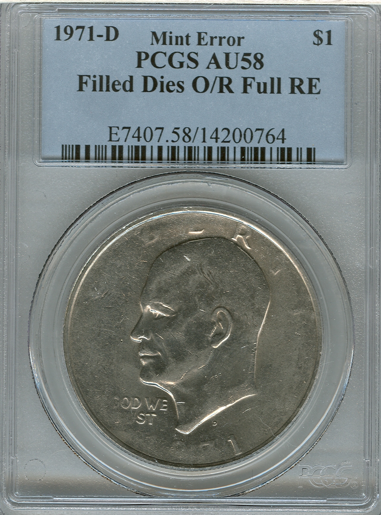 IKE 1971-D Filled Dies OR Full RE 142000764 PCGS AU58 Slab Obv.jpg