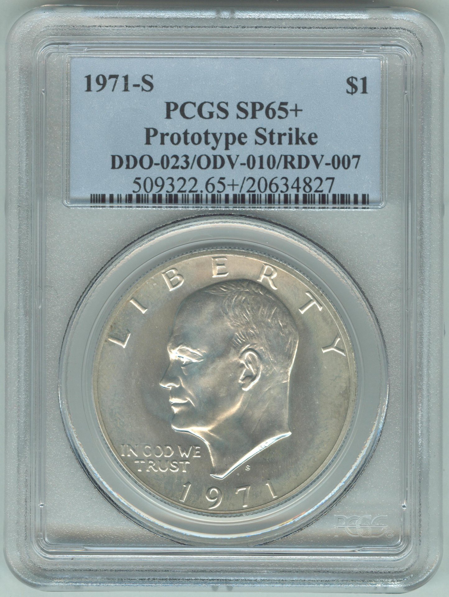 IKE 1971-S Prototype Strike 20634827 PCGS SP65+ Slab Obv.jpg