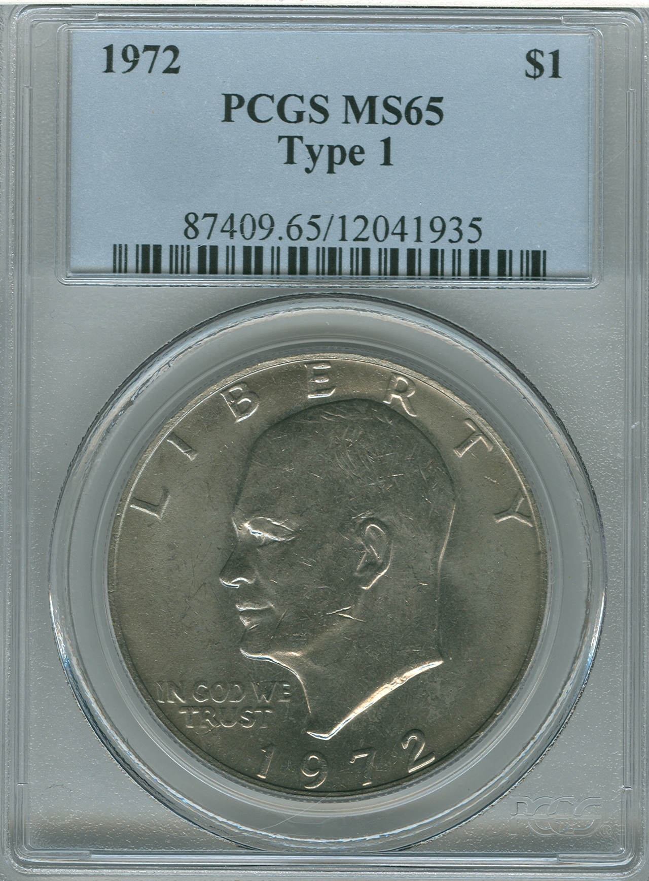 IKE 1972 T1 PegLeg 12041935 PCGS MS65 Slab Obv.jpg