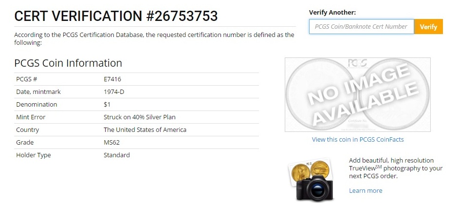 IKE 1974-D 40 percent Silver Coin Certification.jpg
