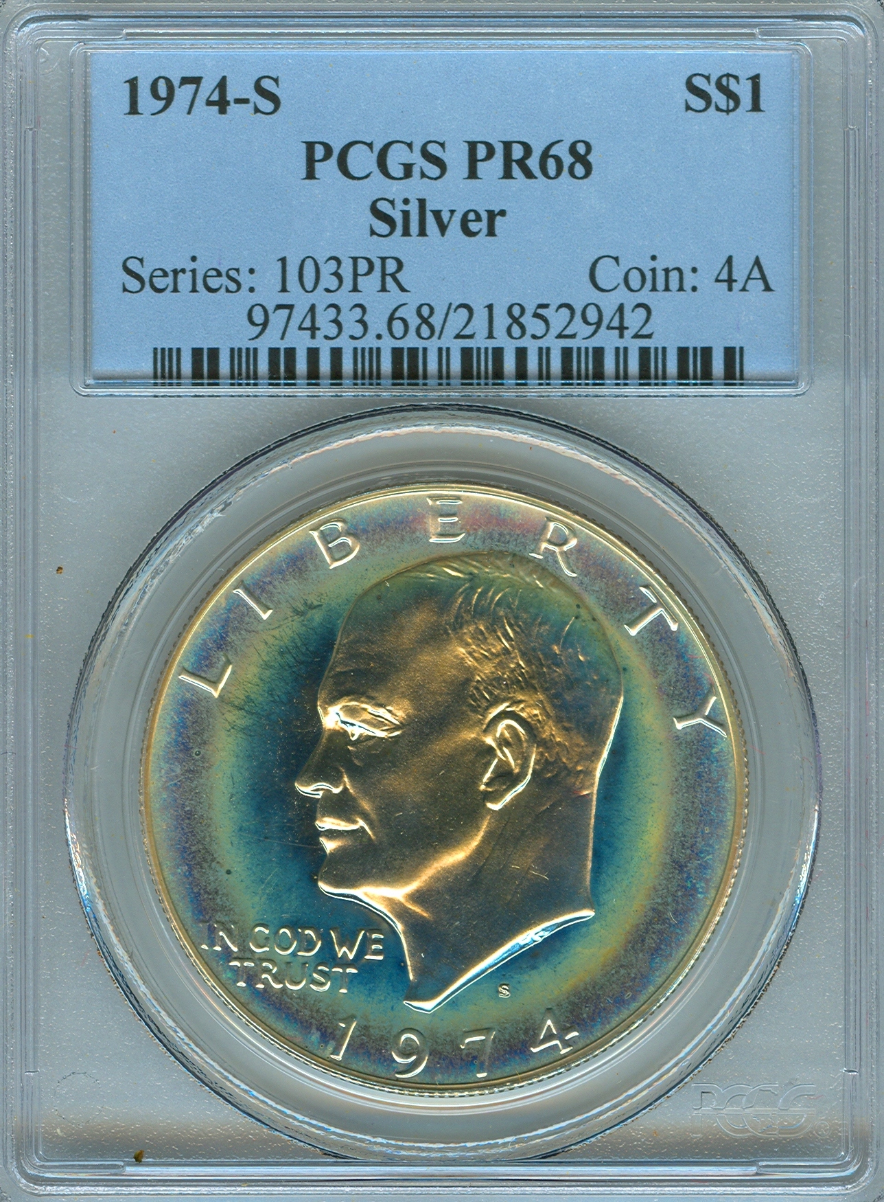 IKE 1974-S 21852942 Silver PCGS PR68 Toned Slab Obv.jpg