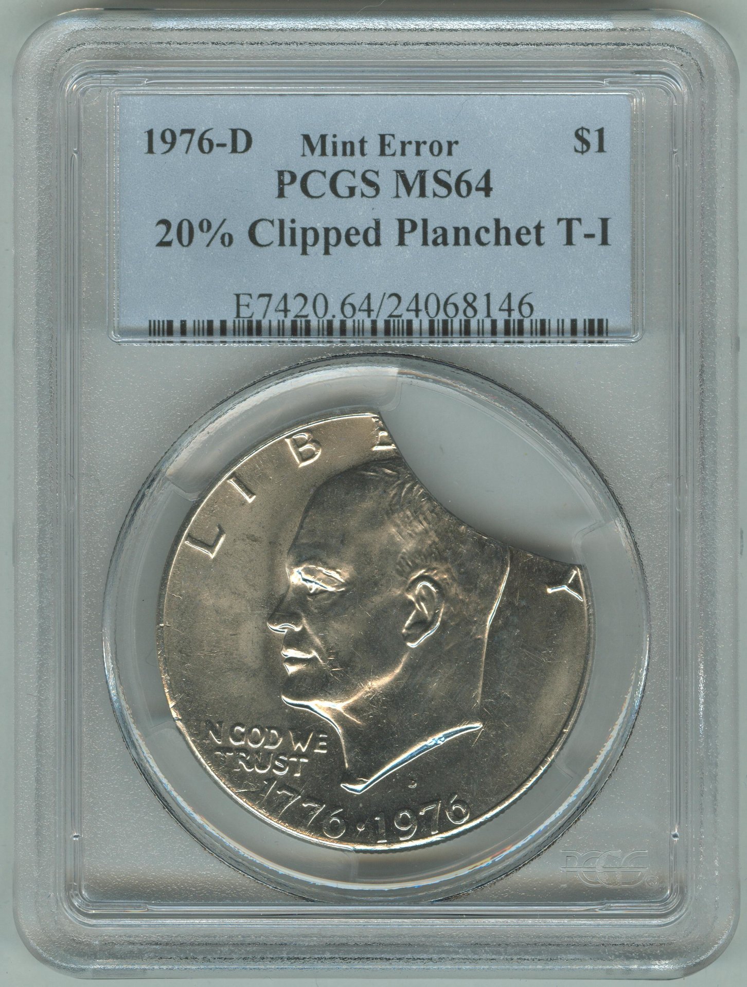 IKE 1976-D T1 20 Percent Clip 24068146 PCGS MS64 Slab Obv.jpg