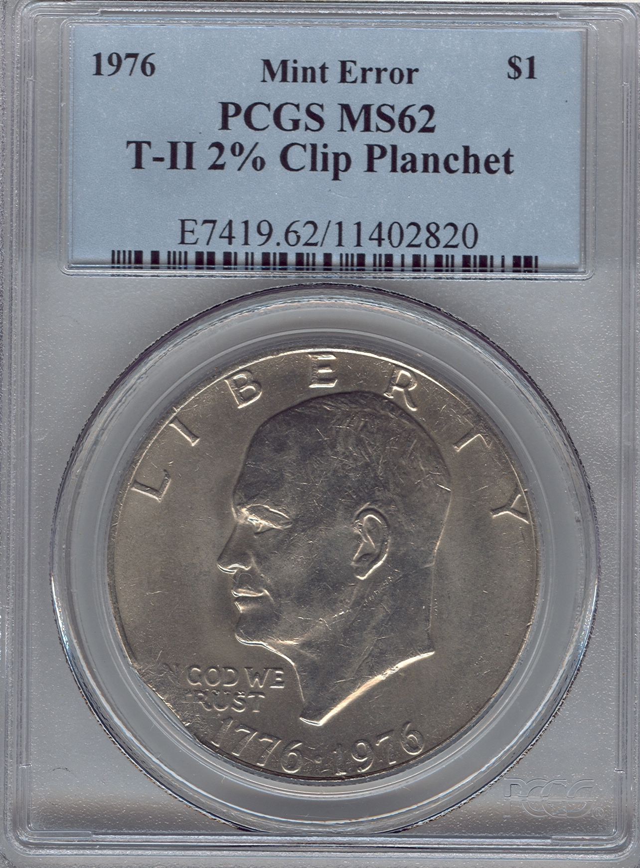 IKE 1976 T2 2% Clip 11402820 PCGS MS62 Slab Obv.jpg