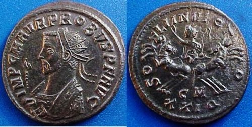 Image of Probus Soli Invicto split quadriga coin.jpg