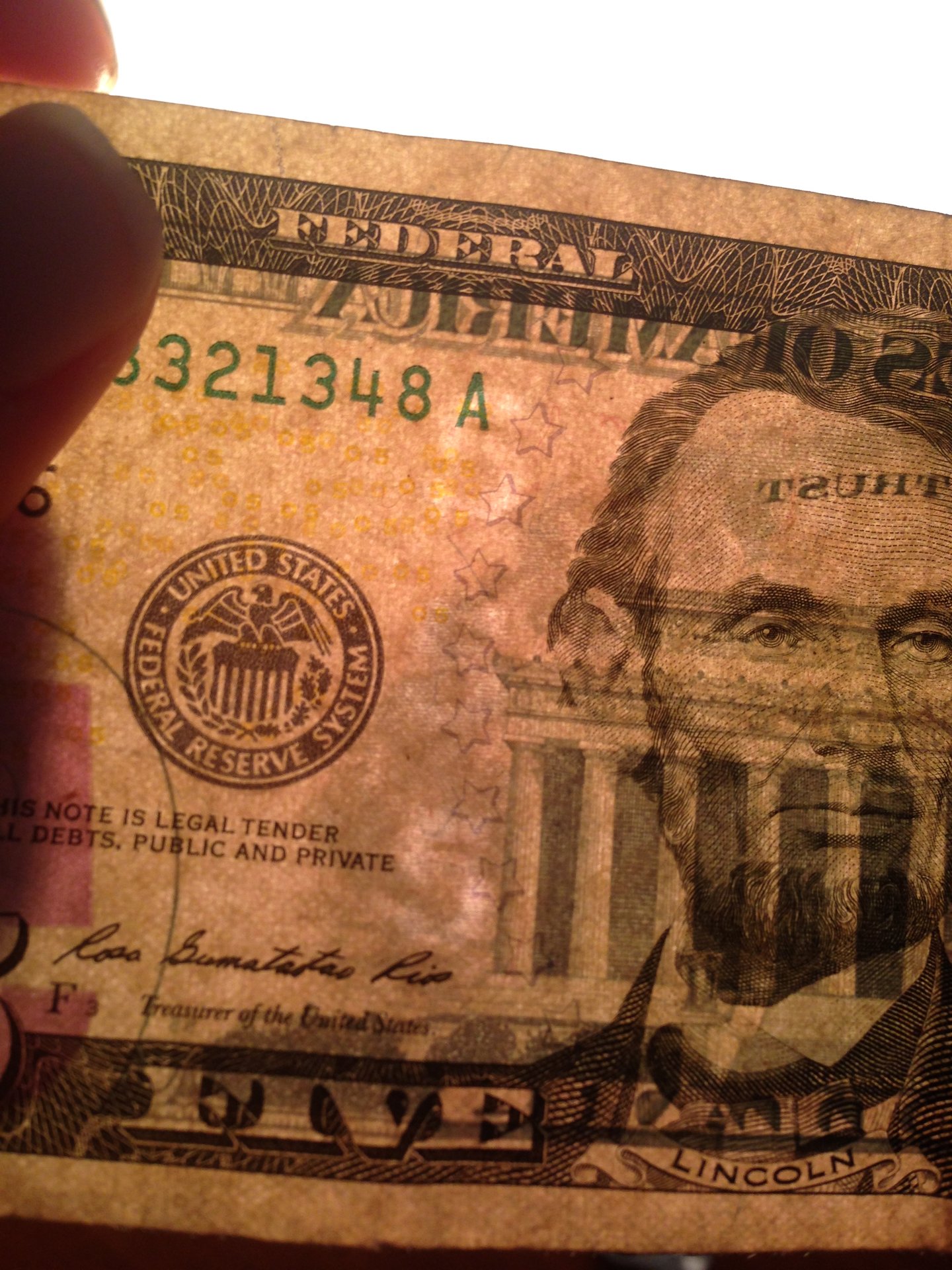 $5 note watermarks shifted | Coin Talk