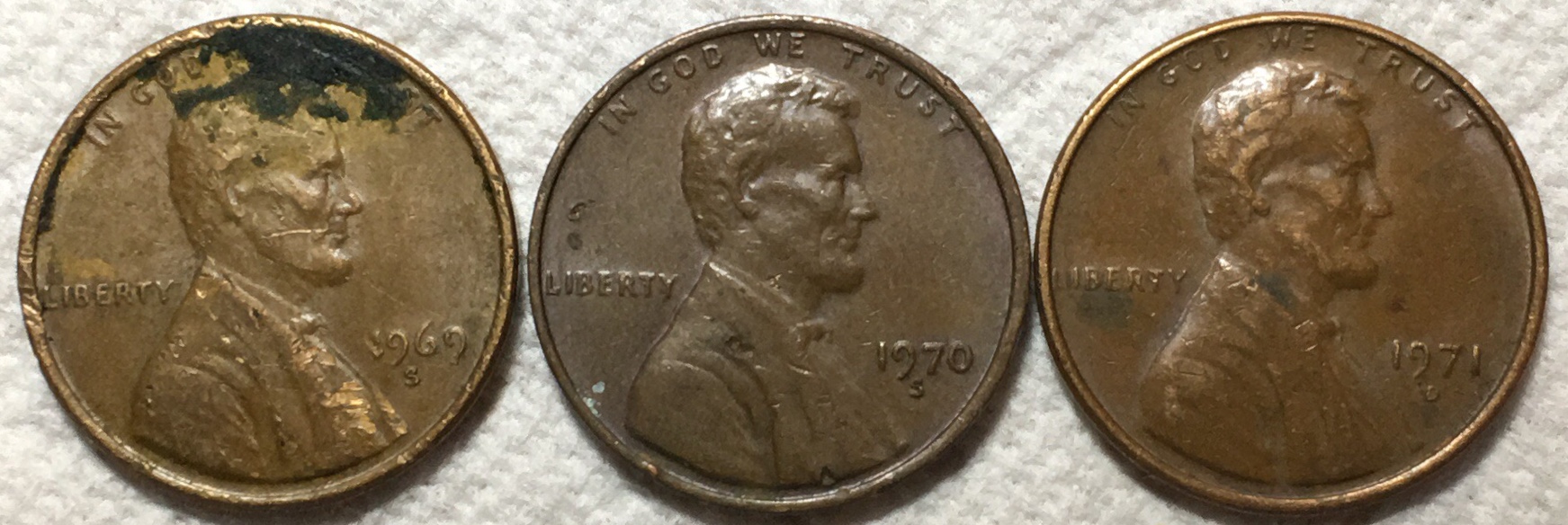 1970 D Lincoln Cent Struck Thru Grease Floating Roof Error Etc